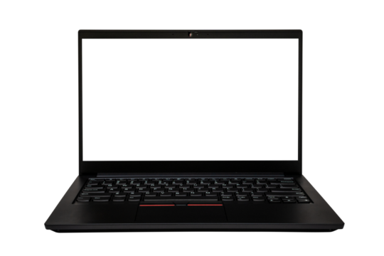 Black modern laptop with blank screen