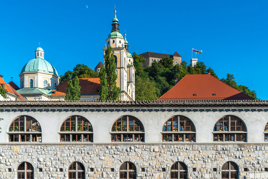 Widok na zamek w Ljubljanie