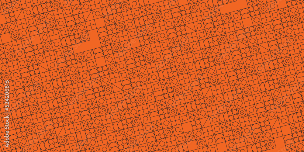 Poster horizontal banner with geometric pattern in grid. trendy multicolor bauhaus pattern background. vect