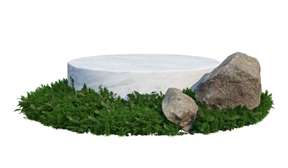 Platform decorated with flowers on a transparent background