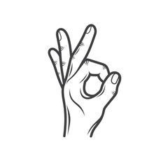 okay hand symbol, okay finger language, vector art.