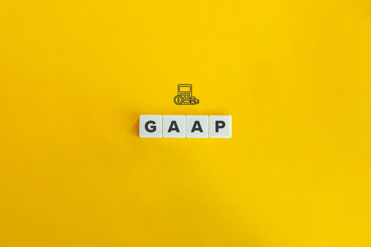 Generally Accepted Accounting Principles (GAAP) Banner. Letter Tiles on Yellow Background. Minimal Aesthetics.