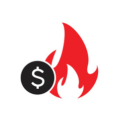 Money burning icon design. vector illustration