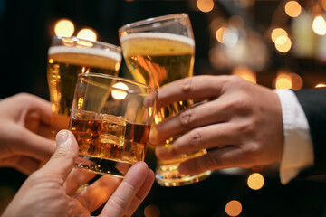 Celebrate whiskey on a friendly party in  restaurant