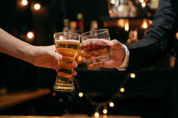 Celebrate whiskey on a friendly party in  restaurant