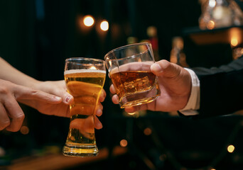 Celebrate whiskey on a friendly party in  restaurant