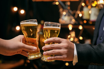 Celebrate whiskey on a friendly party in  restaurant