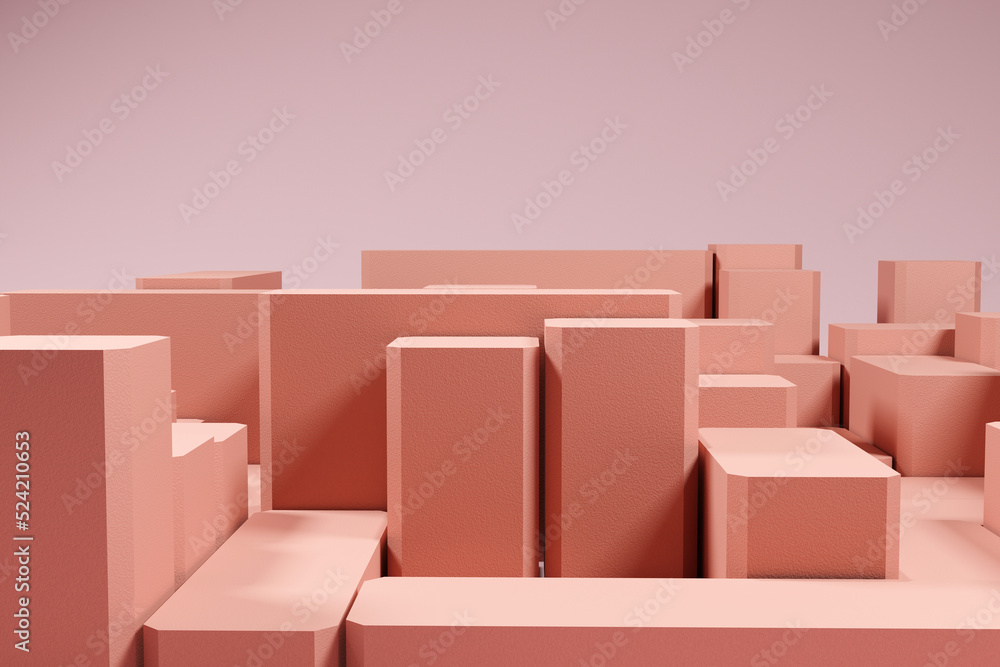 Poster design square rectangle box, block and pink cube podium background. concept display scene stage plat