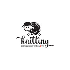 Knitting logo and sheep from wool