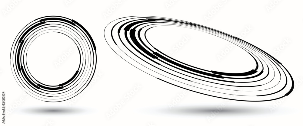 Leinwandbilder Circles with lines as dynamic abstract vector background or logo or icon. Creative illustration with perspective on white background.
