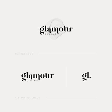 Glamour Living Logo Concept - Minimalist Wordmark, Typography Focused Branding Concept. Lifestyle, Fashion, Beauty Branding.