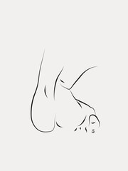 Nude Female Figure Line Art. Sensual Naked Woman Silhouette Hand Drawing. Abstract Beauty, Fashion, Erotic Female Body Illustration for Minimalist Art Print, Wall Art, Poster, Post Card or Stickers.