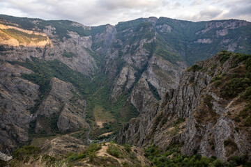 Fototapeta na wymiar landscape with mountains gorges on a summer sunny day in the mountains of Armenia