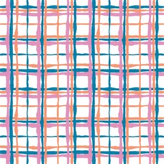 Illustration seamless patterns drawing of green, pink square plaid repeat pattern with rough blush, on white background for madras cotton fashion fabric textile, wallpaper paper wrapping