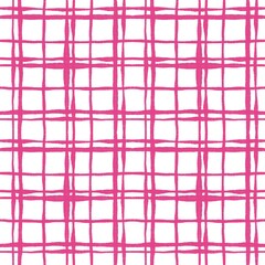 Illustration seamless patterns drawing of pink square plaid repeat pattern with rough blush, on white background for madras cotton fashion fabric textile, wallpaper paper wrapping