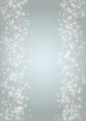 Vector Magical Glowing Background with Silver and Purple Falling Stars on Grey. Sparkle Star Sky Cover and Card Design. Glittery Confetti Frame. Christmas and New Year Poster. Baby Fairy Print.