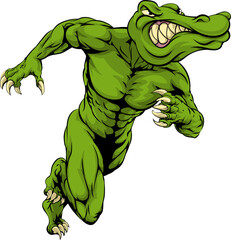Obraz premium Alligator or crocodile mascot running