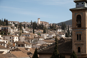 Obraz premium View from roof on buildings in old central part of world heritage city Granada, Andalusia, Spain