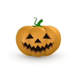 Cute cartoon 3d Halloween pumpkin with scary face. Halloween concept. Vector illustration