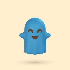 Cute cartoon 3d Halloween ghost. Halloween concept. Vector illustration