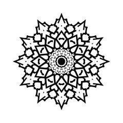 Mandala with black elements on a white background
