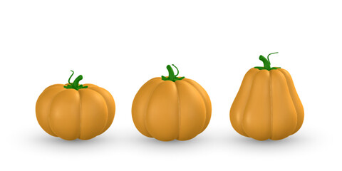 Cute cartoon 3d festive pumpkin. Halloween concept. Vector illustration
