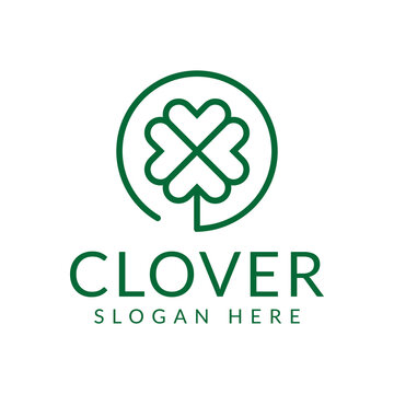 clover on circle logo design