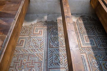 Fragment of mosaic under the floor of the Church of Nativity. Bethlehem