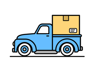 Delivery pickup truck with package - obrazy, fototapety, plakaty