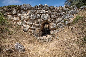 View of the Ancient Mycenean Bridge at Arkadiko, Greece