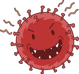 Cute red coronavirus, covid-19.