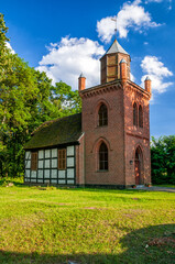 Naklejka premium Half-timbered church of St. Hubert from 1793. Nowe Warpno, West Pomeranian Voivodeship, Poland.