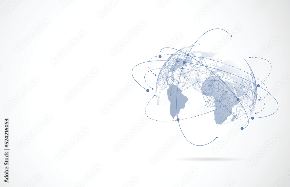 Poster global network connection. world map point and line composition concept of global business. vector i