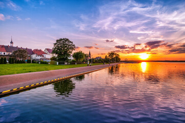Obraz premium View from the yacht port. Nowe Warpno, West Pomeranian Voivodeship, Poland.