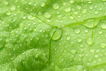 Fresh lettuce leaves, with water drops close-up macro, vegetable background, texture.