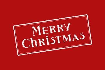 Merry Christmas rectangular stamp for envelopes. Vector illustration.