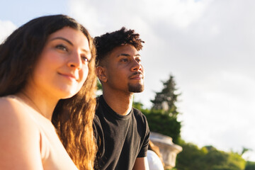 Portrait Of smiling multiracial Couple.