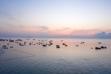 Fishing boats are anchored at Hon Son, Kien Giang, Vietnam in the Gulf of Thailand