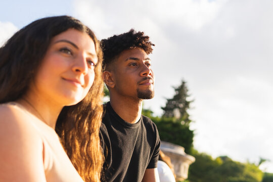 Portrait Of smiling multiracial Couple.