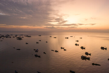 Fishing boats are anchored at Hon Son, Kien Giang, Vietnam in the Gulf of Thailand