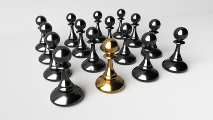 Chess pawn outstanding. Leadership concept. Competitive andvantage