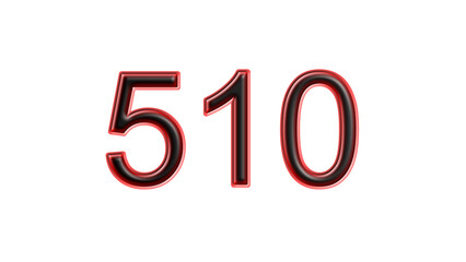 red 510 number 3d effect white background