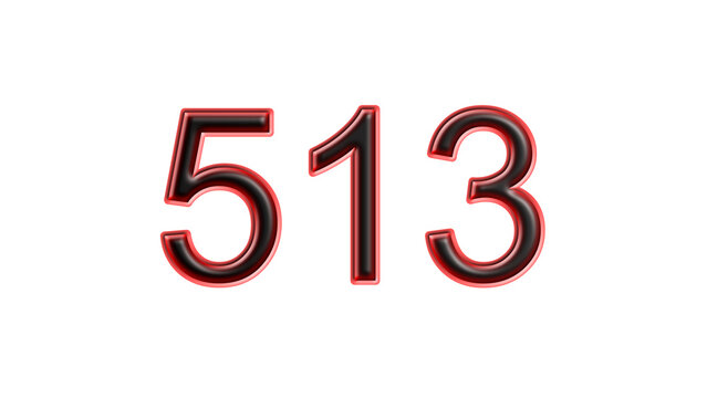 red 513 number 3d effect white background