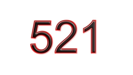 red 521 number 3d effect white background