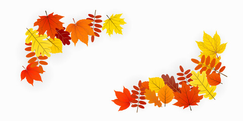Autumn background with yellow leaves illustration