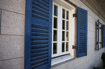blue shutter and windows