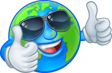 Earth Globe Shades Sunglasses Cartoon World Mascot