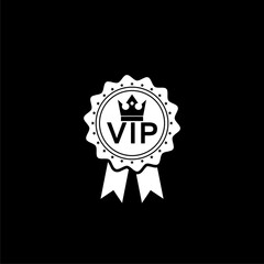 VIP badge icon isolated on dark background