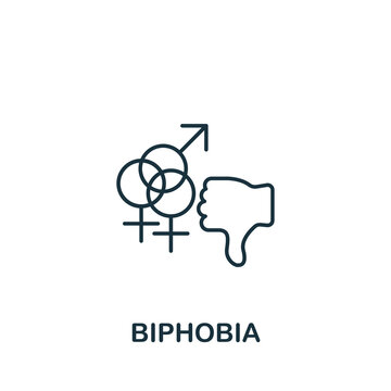 Biphobia icon. Line simple Lgbt icon for templates, web design and infographics