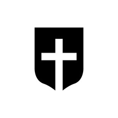 Obraz premium Cross shield icon isolated on white background